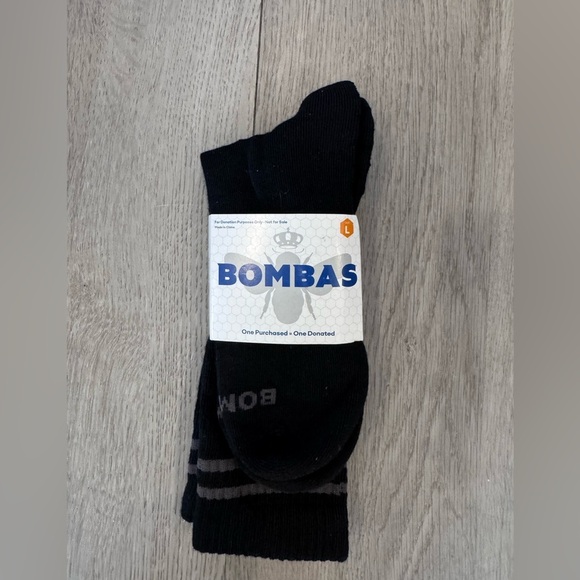 Bombas Other - Bombas Socks Black And Grey Logo, One Pair Size Large NWT